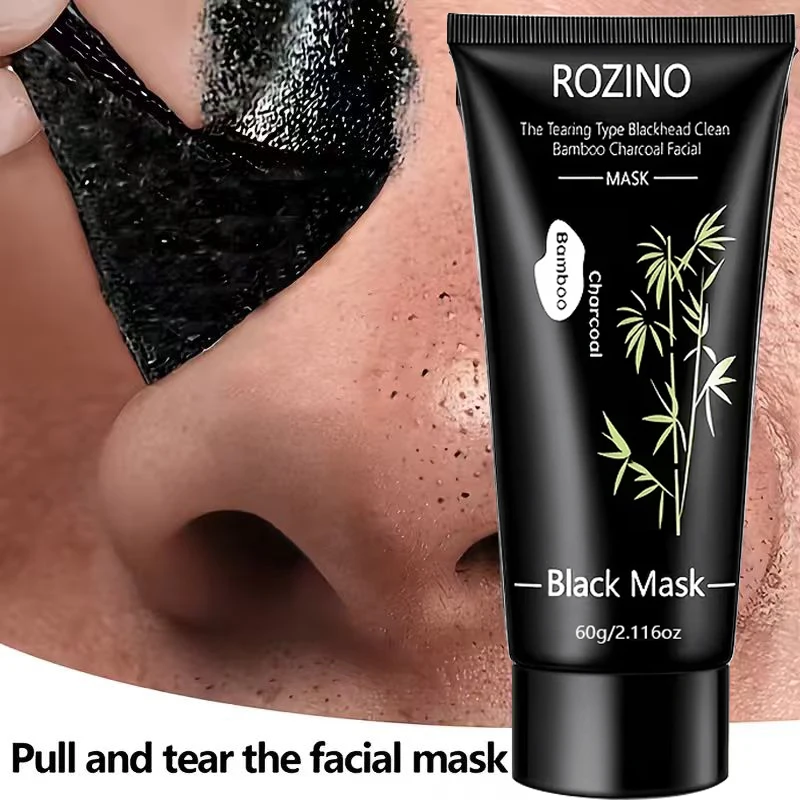 60g Peel-Off Blackhead Cleansing Bamboo Charcoal Mask - Deep Cleansing with Powerful Peel-Off Design, Suitable for Both Men and Women, Refreshing and Non-Irritating, Specially Designed for Blackheads on the Nose and Face, Suitable for All Light Beige Skin Types, Skincare Routine, a Must-Have for Spring and Summer, Suitable for Oily Skin, Delicate Skin, and T-Zone Care