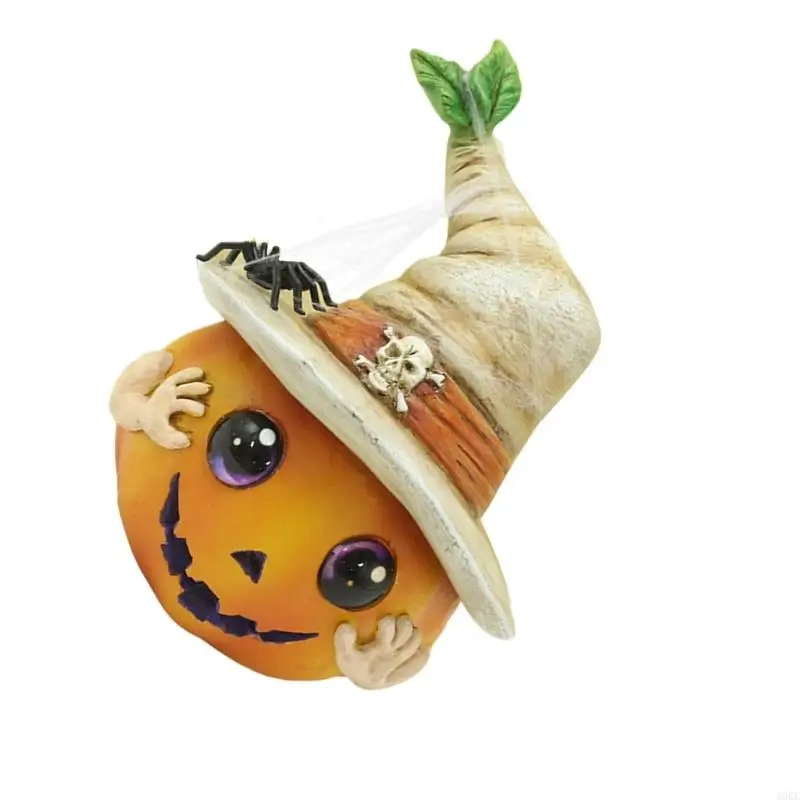 A0KE Halloween Miniature Pumpkin Figurines Tabletop Decorative Ornament for Mantles