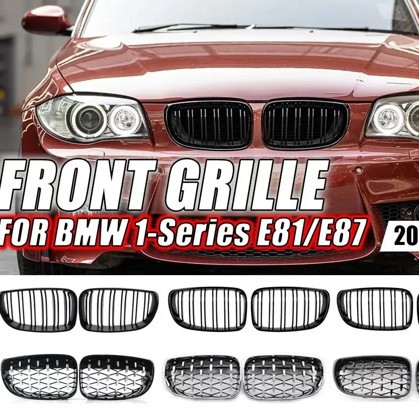

Chrome Black Front Bumper Diamonds Style Grille For BMW 1-Series E81/E82/E87/E88 2007-2011 M-Color Kidney Glossy Black Grille