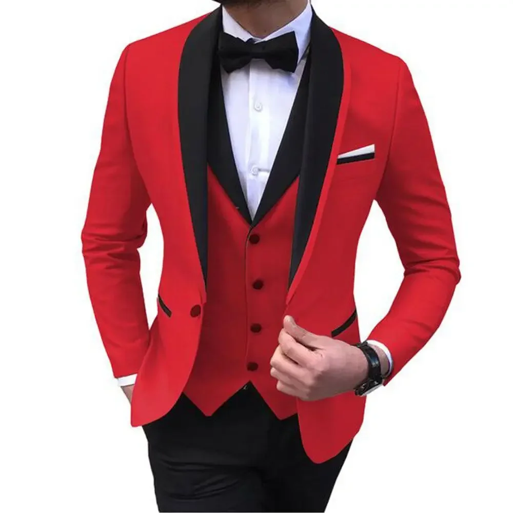 New European and American Business Casual Suit Men\'s Three-piece Set Groom Best Man Wedding Banquet Large Size Suit Handsome Man