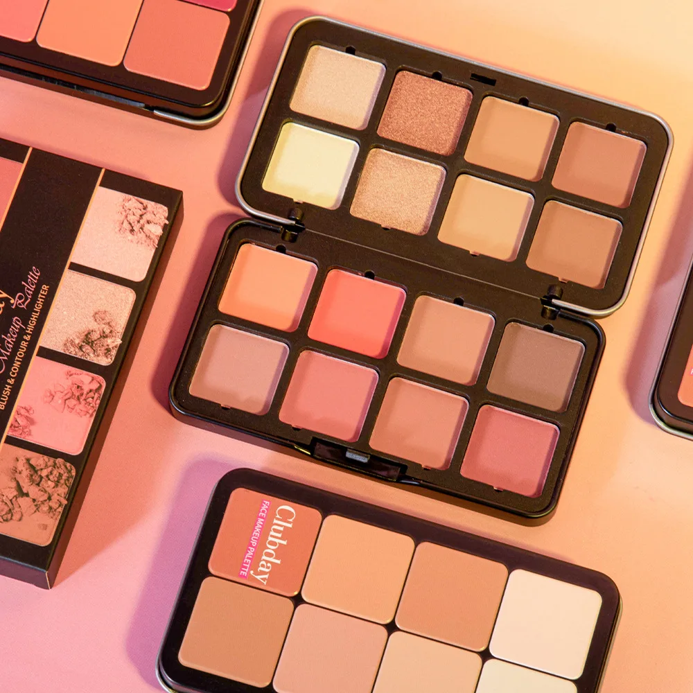 Alles-in-één gezichtspalet Matte Blush Highlighter Contourpoeder voor natuurlijke beeldhouwen en dag tot nacht Gezichtsbeeldhouwen Make-up