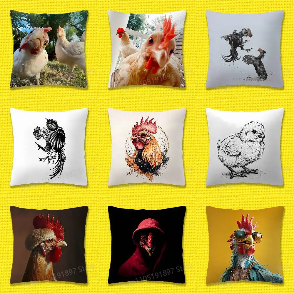

Hen Rooster Fowl Chicken Throw Pillow Case For 45x45cm 40x40cm 55x55cm 50x50cm 30x30cm Square Car Pillowcase Shell