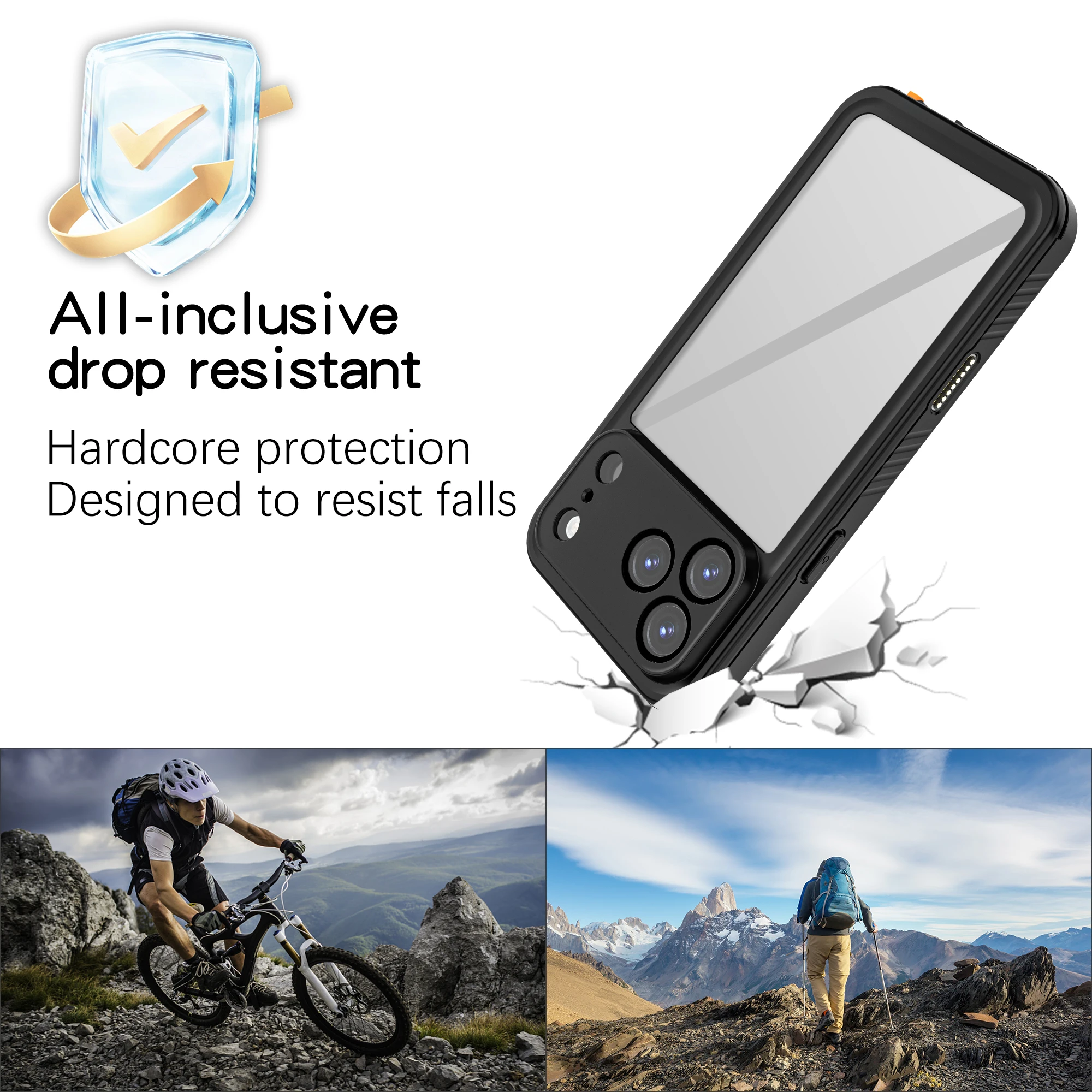 IP68 Wasserdichtes Gehäuse für iPhone 18 Pro Max 17e 16e 16 Pro Max 15 14 Sturzsichere Vollschutz-Hülle Robuste Schutzhülle – Detail 8