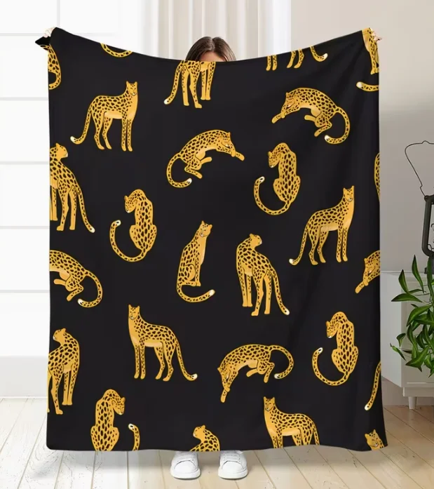 Floral Leopard Blanket Soft and Comfortable Technology. Casual Blanket Suitable Seasons Cover Blanket Suitable for Bed Sofa