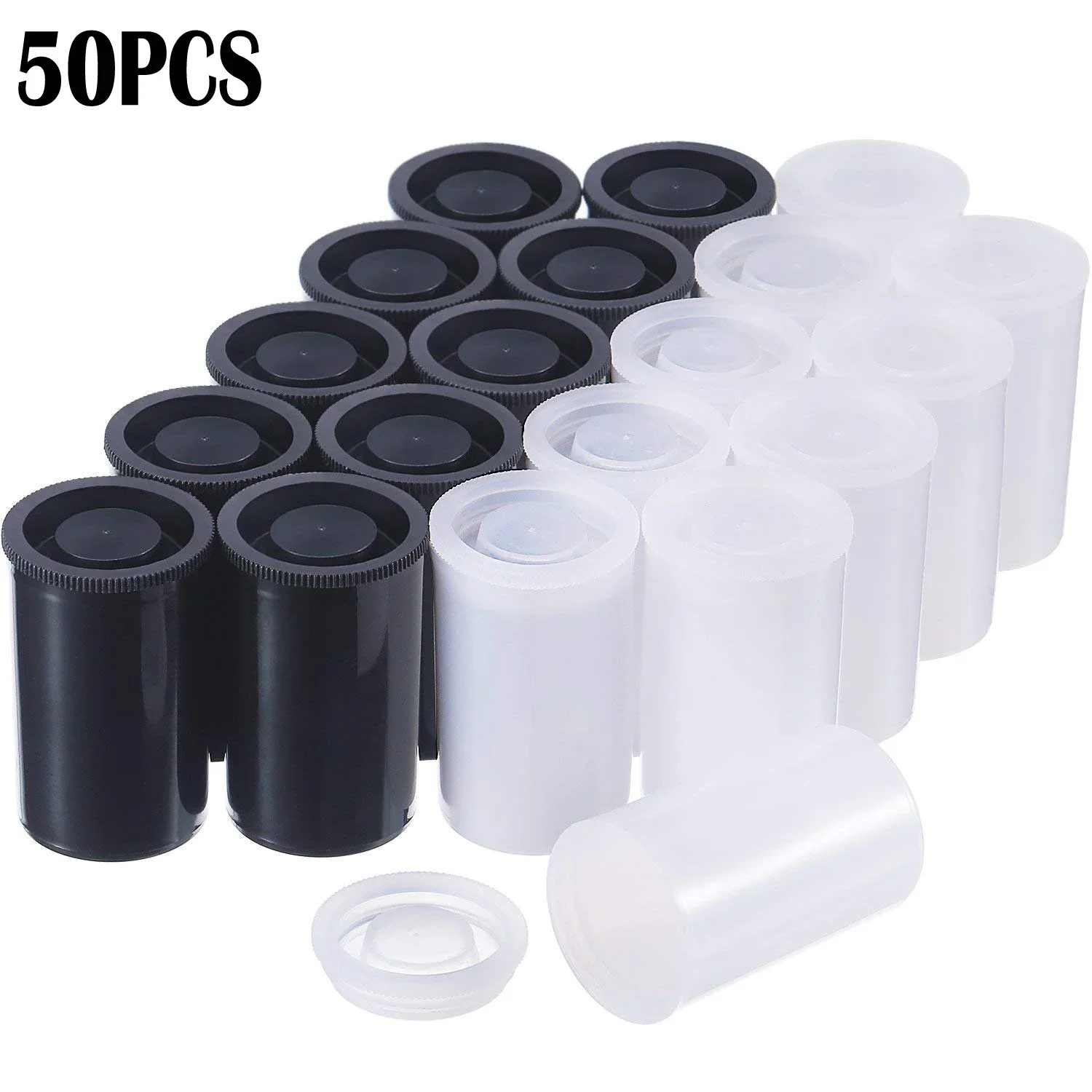 

50pcs 33MM Plastic Empty Film Canister Camera Reel Container Storage Case Can for Accessories Art Beads Coin Pill Fishing Bait