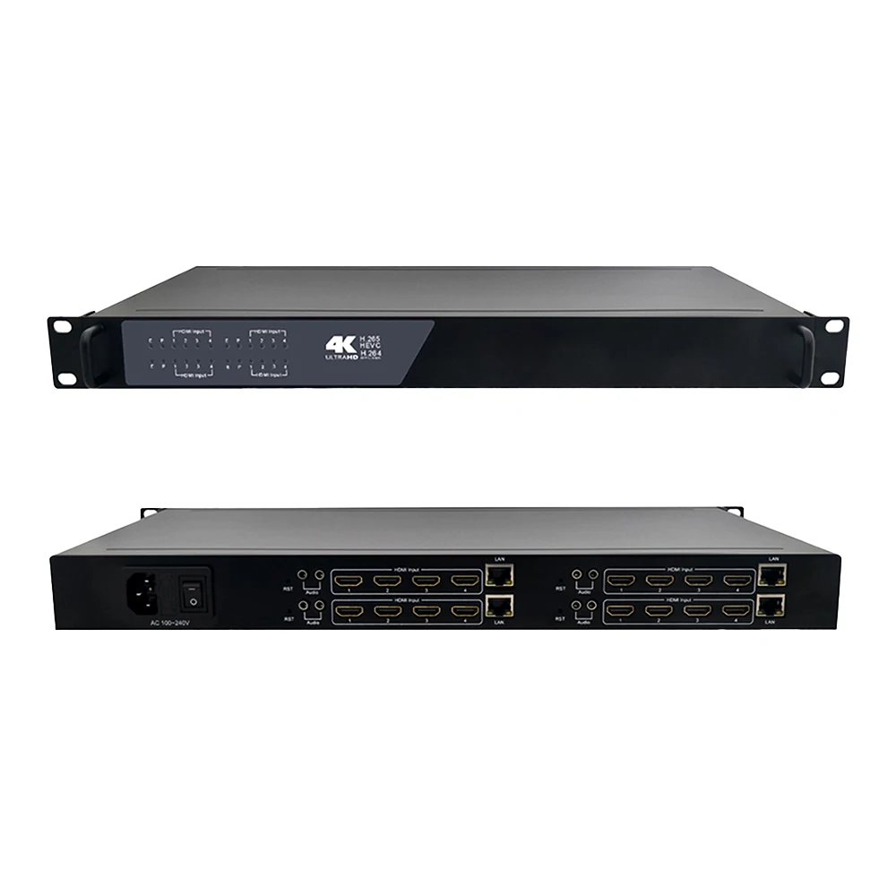 16-Channel 4k Ultra HD Audio/Video Encoder HDMI to IP H.265 HEVC H.264 Low Latency Multi-Platform Network Live Streaming IP Enco