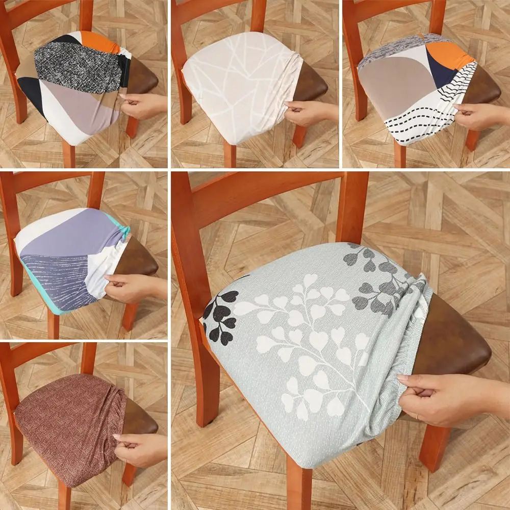 Anti-Dirty Elastic Chair Cover Dustproof Washable Dining Room Cushion Covers Fashion Printed Removable Seat Protector Home Hotel