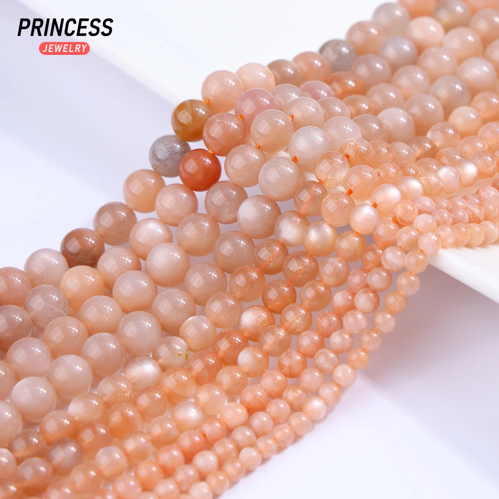 A+++ Natural Brazil Golden Sunstone Loose Beads for Jewelry Making Bracelet Necklace DIY Accessories Wholesale 4 6 8 10mm