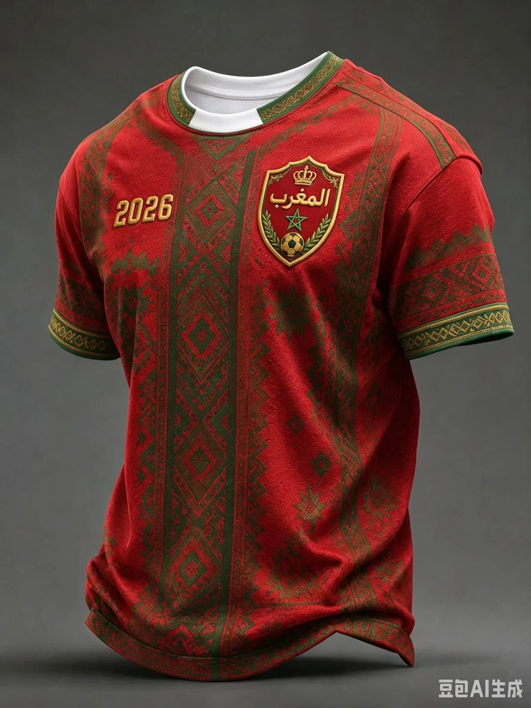 Morocco Team Soccer Jersey Red Green Raglan Sleeve  3D PRINT Short Sleeve Football Shirt Unisex Fan Training Sports Tee Top