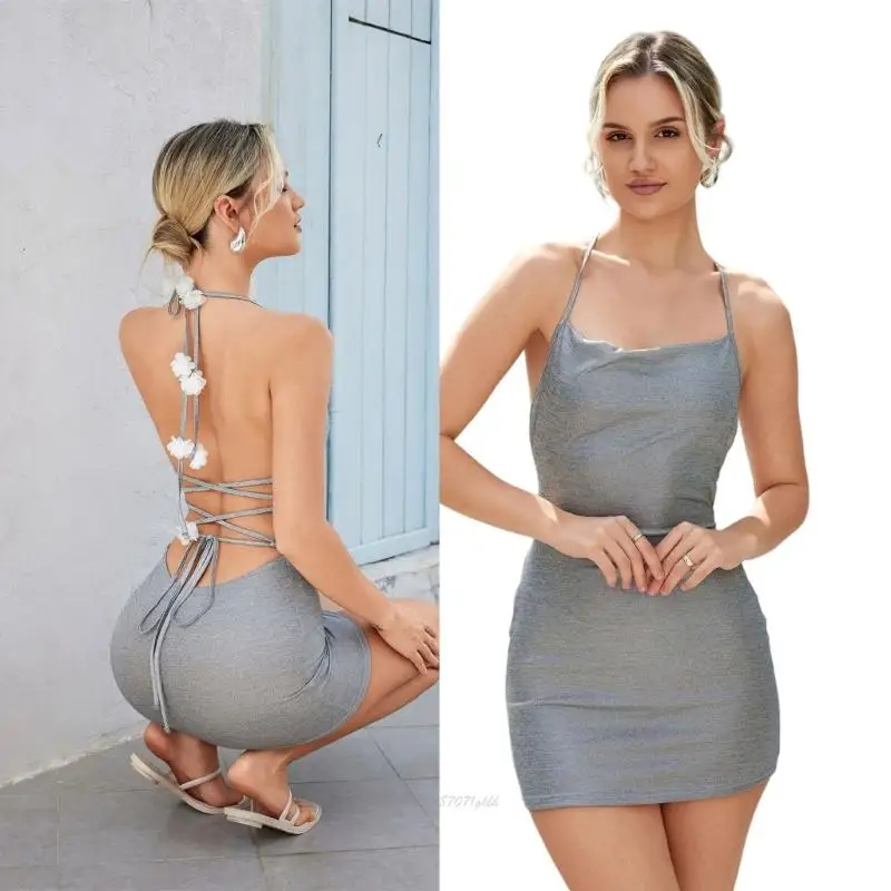 X5XA Beach Coverup Dress With Adjustable Back Tie for Beach Vacation and Pool