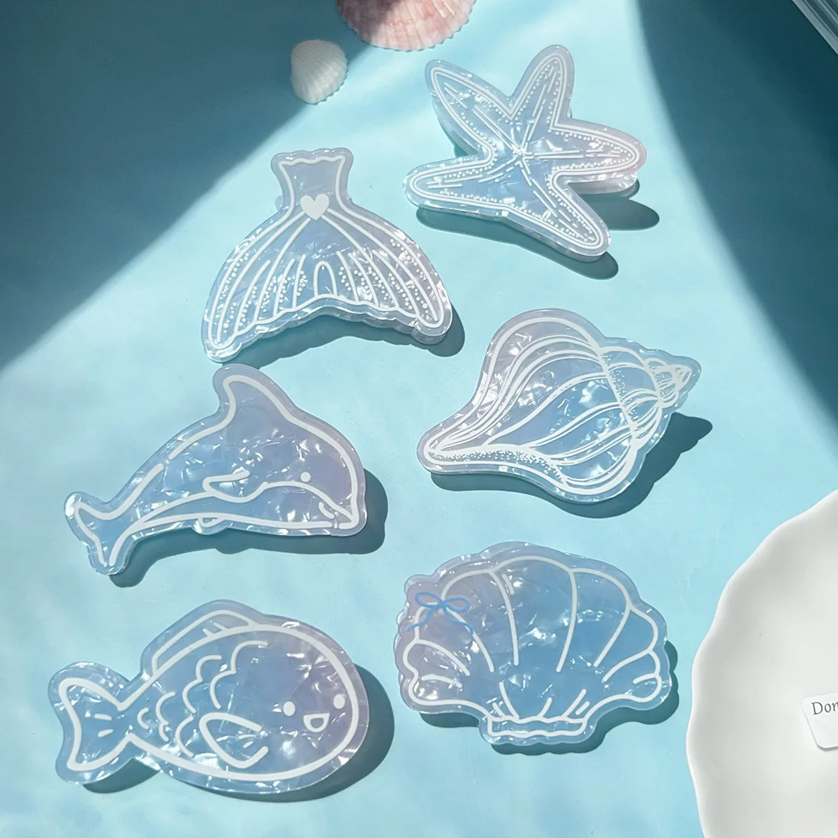 

Ocean Series Shark Clip Cute Sweet Starfish Conch Clip Gradient Blue Whale Hair Clip Hair Accessories
