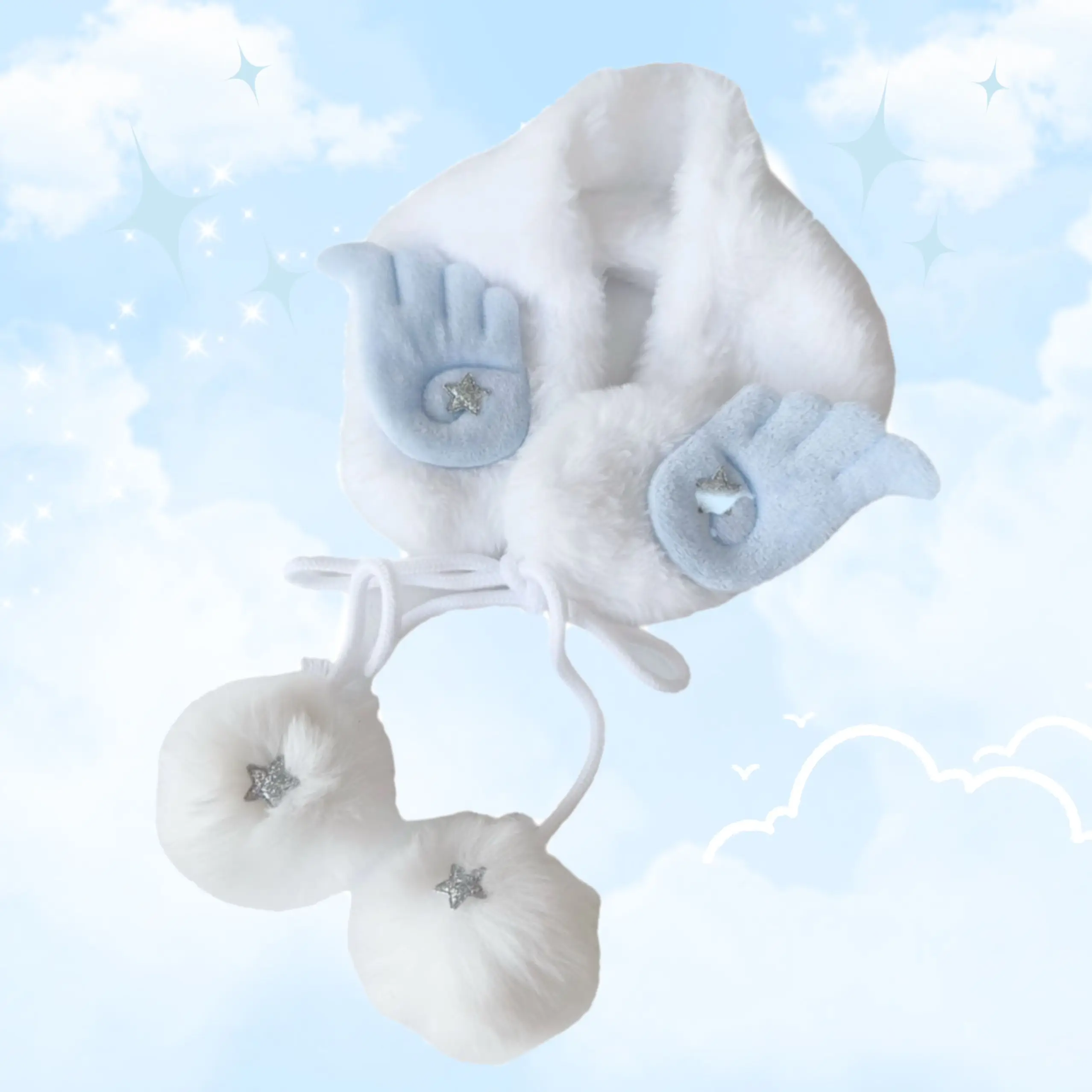 اليابانية أجنحة الملاك أفخم وشاح الكورية Ins نمط ثقافة فرعية Y2K الحلو لطيف وشاح دافئ يندبروف في الهواء الطلق الفراء وشاح