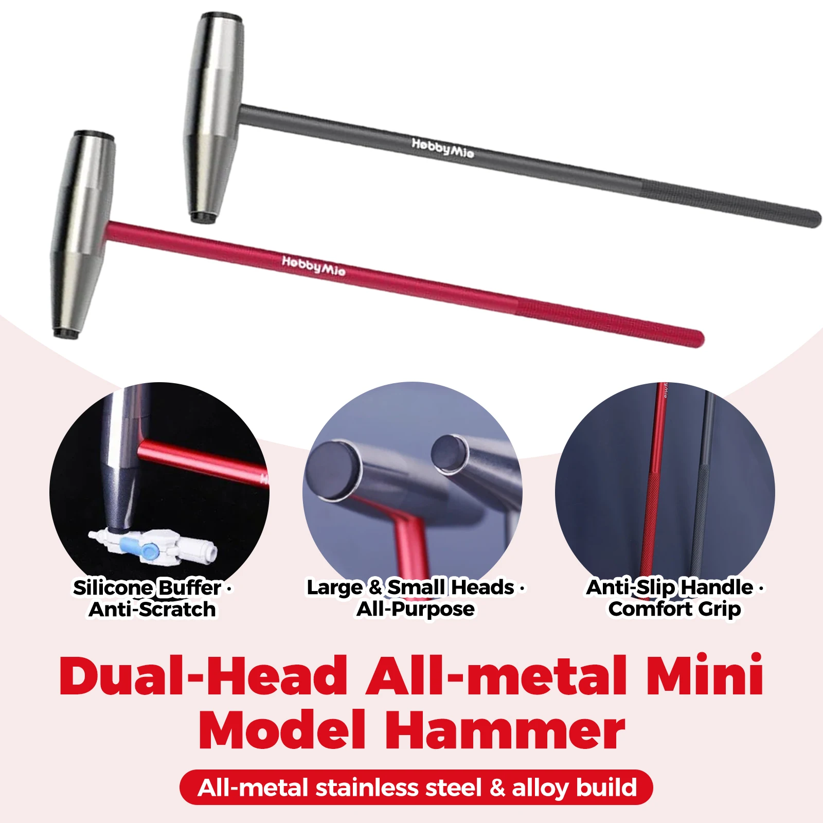 

HOBBY MIO HMH-01-R/G Мини-металлический молоток с двойной головкой и силиконовой буферной накладкой, прочный инструмент для моделей Gunpla, DIY, рукоделия, ремонта