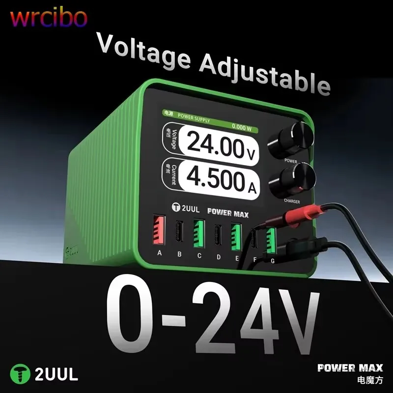 

2UUL PC01 Power Max Ремонтная станция Max 65 Вт 0-24 В Источник питания с регулируемым напряжением для инструмента для ремонта телефона Беспроводная зарядка 200 Вт