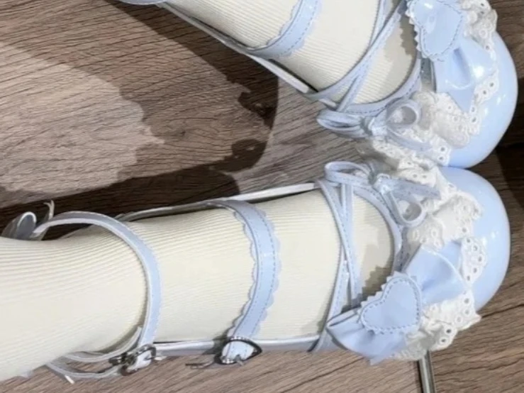 

Spring Autumn New Original Lolita Sweet Girls Versatile Mid-Heel Round-Toe Shoes Japanese Cute Bow Tie Mary Jane Women's Shoes