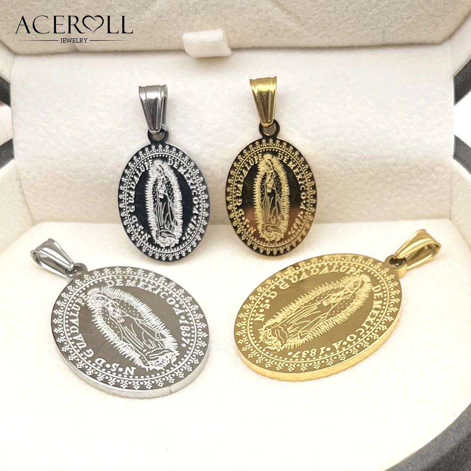 ACEROLL Stainless Steel Catholic Pendant of Our Lady of Guadalupe Medal, Our Lady of Guadalupe - view 5