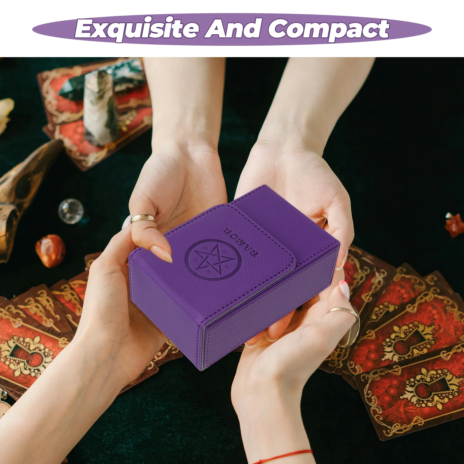 

Tarot Storage Box Magnetic PU Case Purple Color T255 Small Light Weight Suitable Diary Envelope Postcard