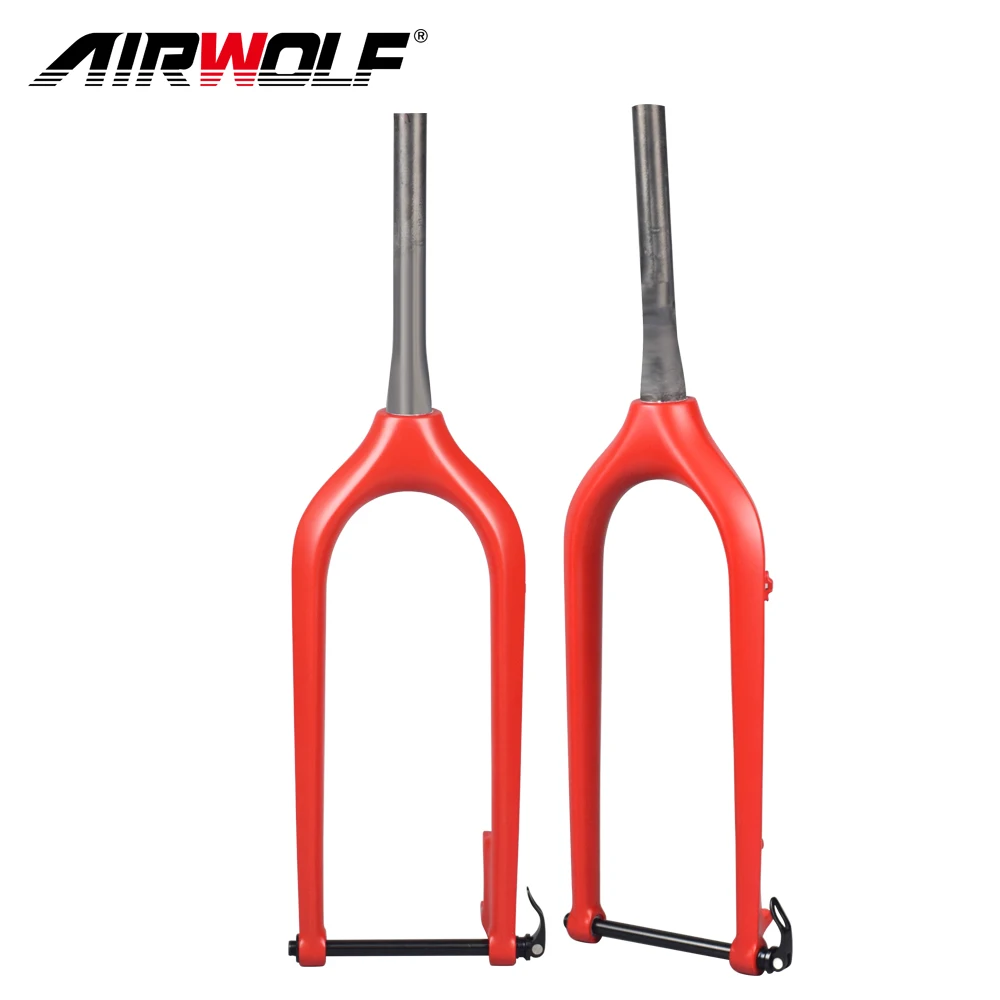 AIRWOLF Carbon Fork Mtb 26 Rigid Fork Carbon Mountain Bike Forks Steer Tube 28.6mm Matte Glossy Disc Rotor 160mm Fat Bike Fork