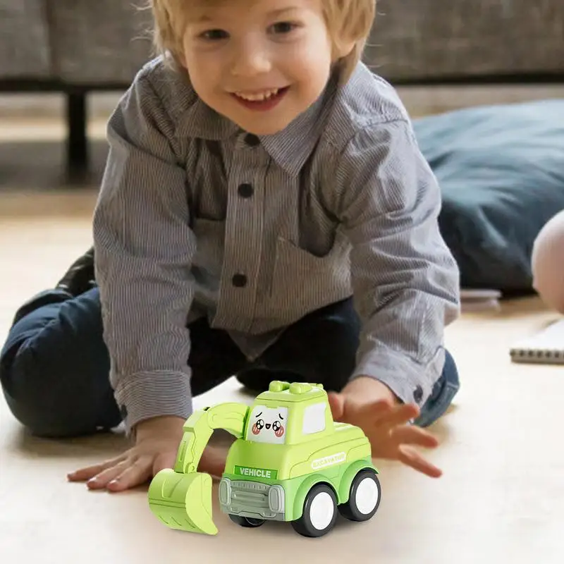 Mini carro do brinquedo dos desenhos animados para o bebê, Press Go Veículos, Inércia Pull Back Cars, Educação precoce, guindaste carregador, escavadeira brinquedos