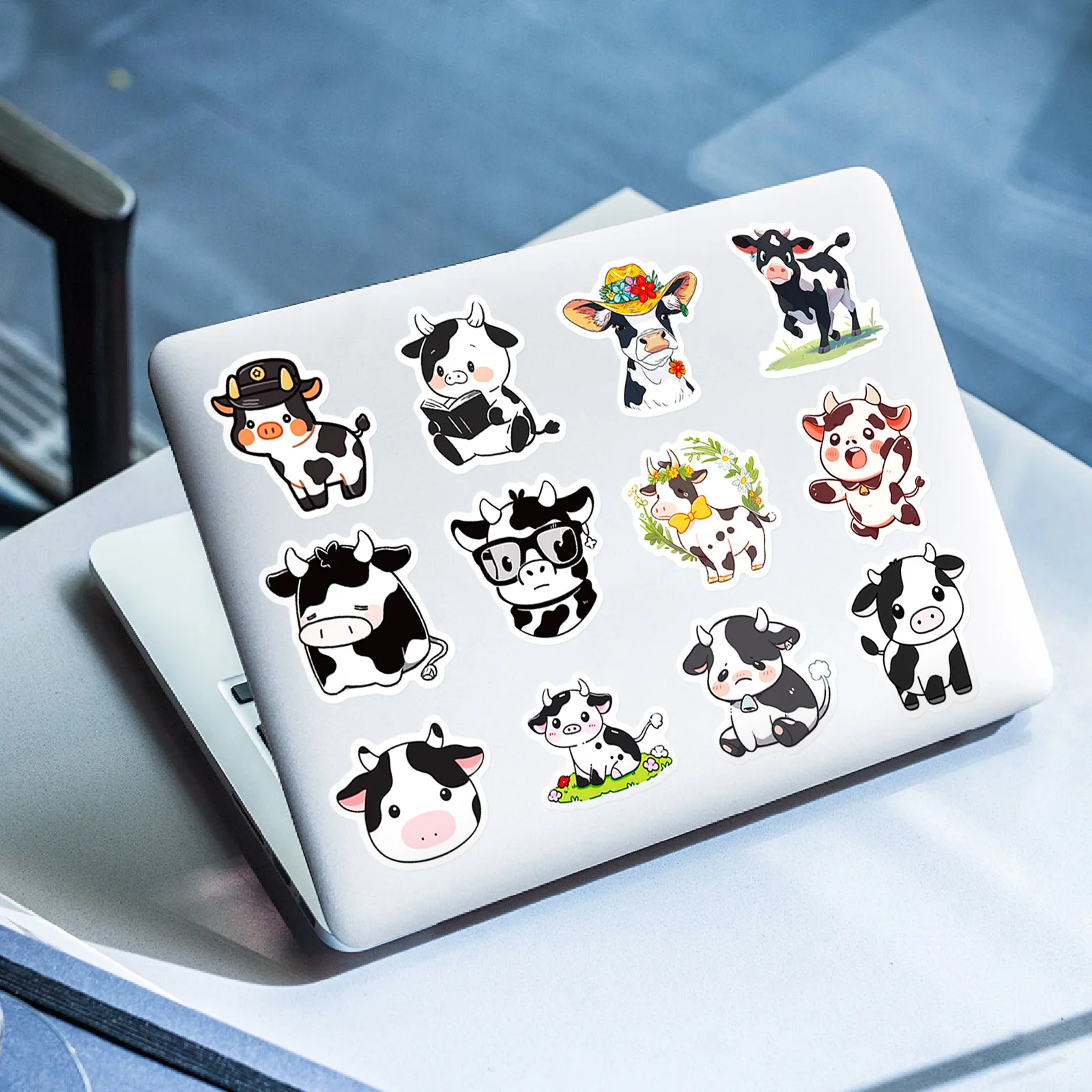 50pcs cute black and white cow stickers cartoon creative cool expression stickers stationery stickers DIY stickers