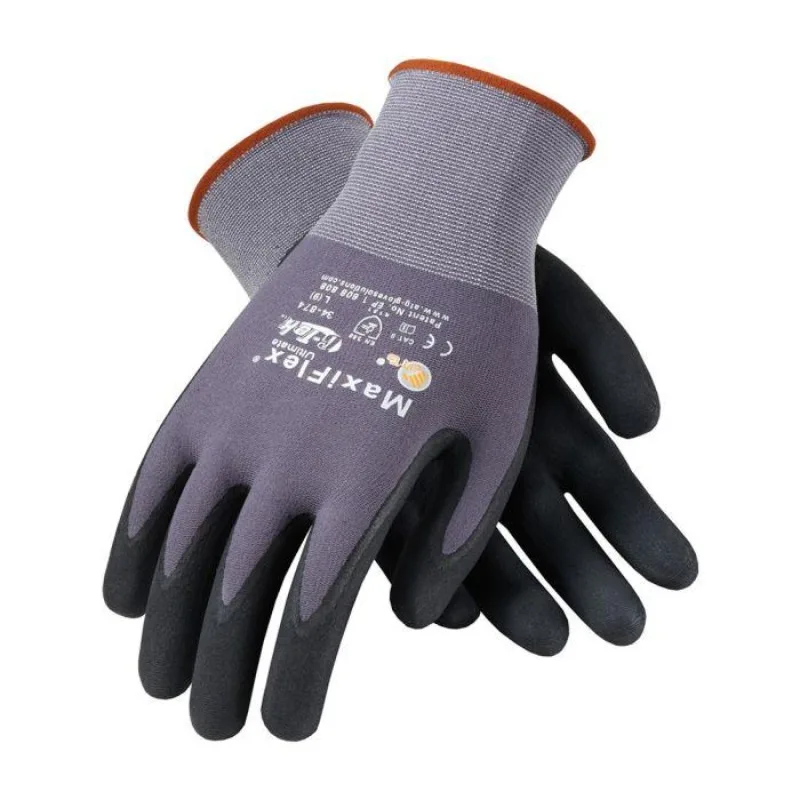 MaxiFlex PIP 34-874 Ultimate Foam Nitrile Palm Coated Gloves, Gray (Pack of 12) Gloves for Work