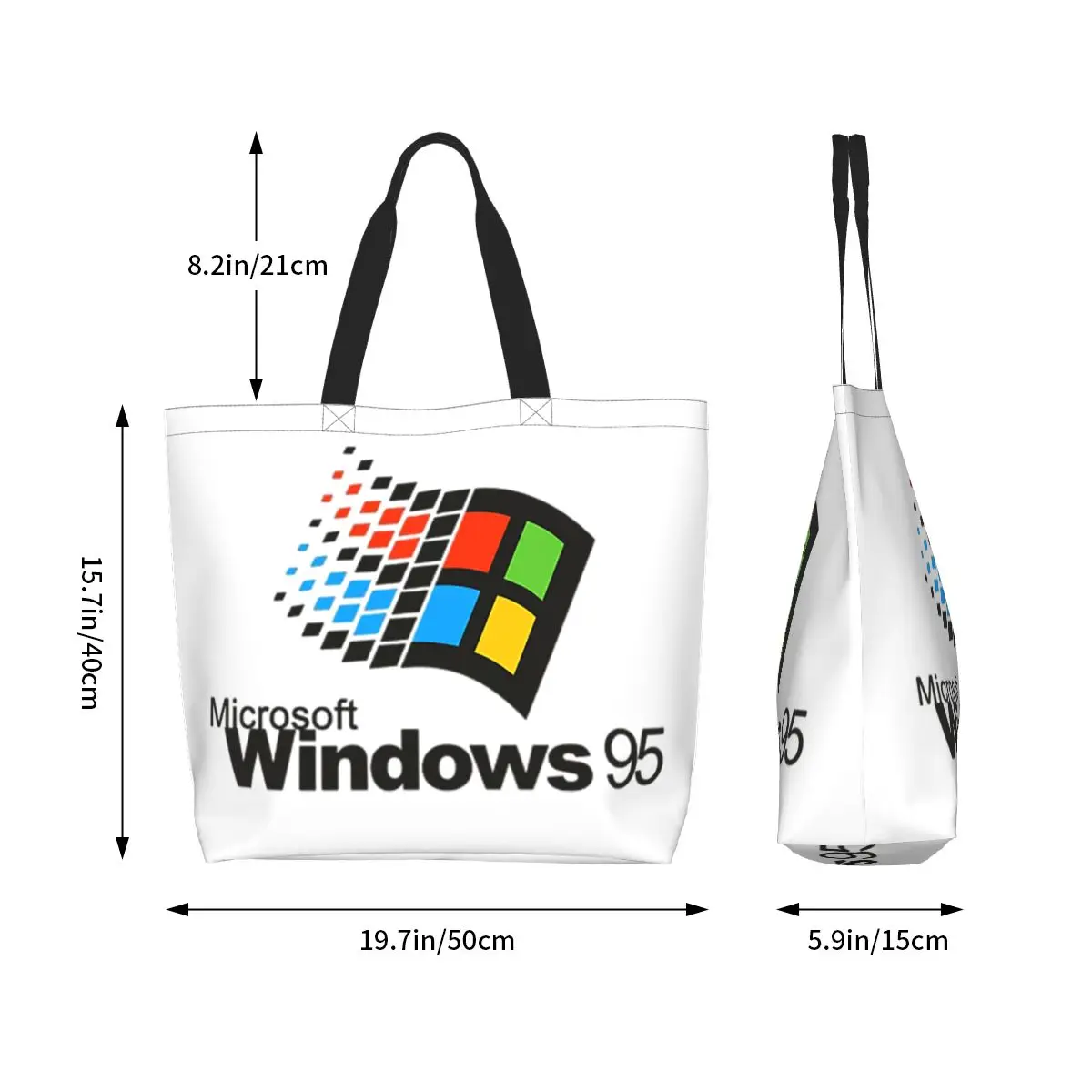 Windows 95 Geeks Nerd Shopping Tote Bag Canvas Large Capacity Shoulder Bags Shopper Grocery Handbag for Women