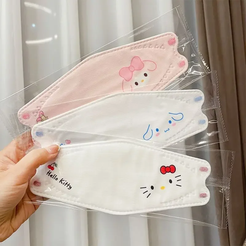 10pcs Miniso Kuromi Cinnamoroll Hello Kitty Adult Disposable Dust Protection Safe Breathable Cartoon Anime Face Decoration