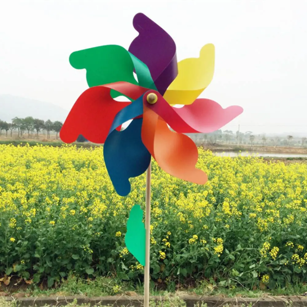 Party Lawn Yard Wood Stick Windmill   Wind Spinner Garden Decor