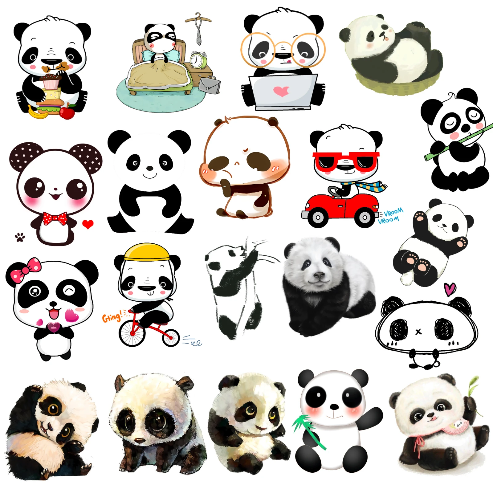 Appliques Thermo Stickers On Clothes Cute Panda Stripes Iron-on Transfers For Clothing Heat-sensitive Patches Heat Transfer