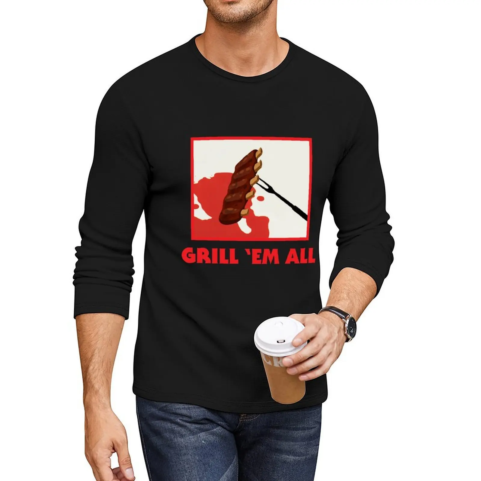 Parrilla de barbacoa - ¡Garrar 'em todos! - Fumar barbacoa Pitmaster costillas bistec pechuga carne asada Camiseta larga