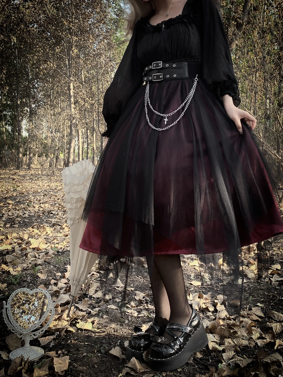 Coalfell Originele Vreemde Op Gothic Lolita Jurk Zwarte Franse Dagelijkse Vintage Donkere Lolita Lange Jurk