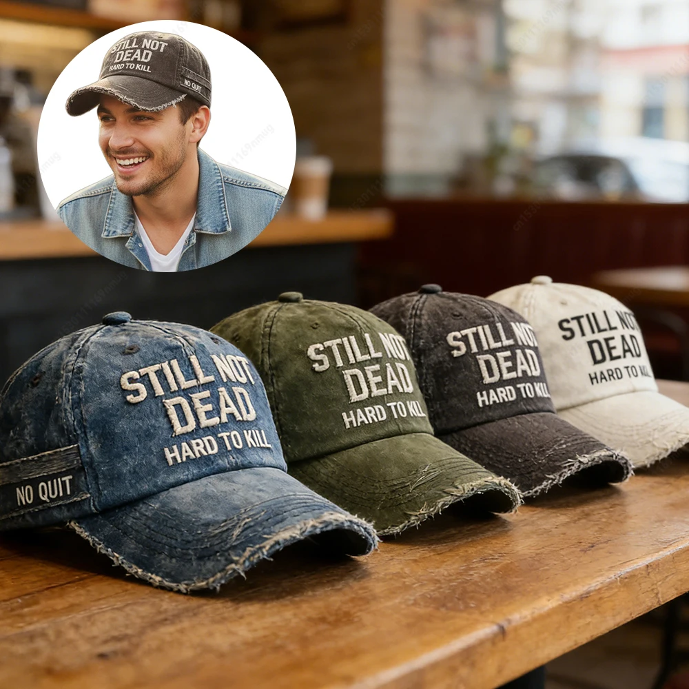 Retro Washed Distressed Baseball Cap mit Buchstabenstickerei und ausgefranstem Schirm – Verstellbare Dad Hat für Herren im Street Style – Outdoor Sonnenhut