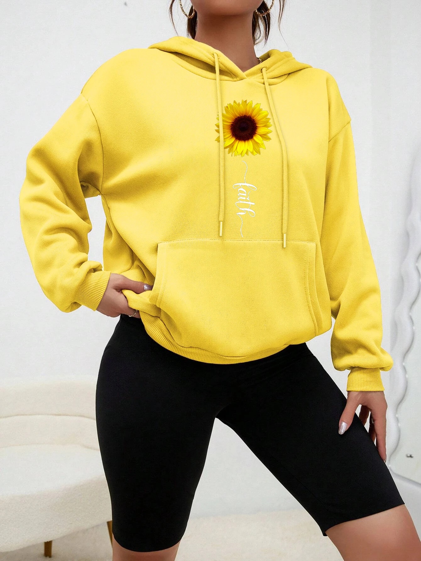 The Sunflower Of Hope Beauty Print Hoody Women Fashion Multicolor Clothing All-Match Pocket Hoodie Autumn Female Sportswear