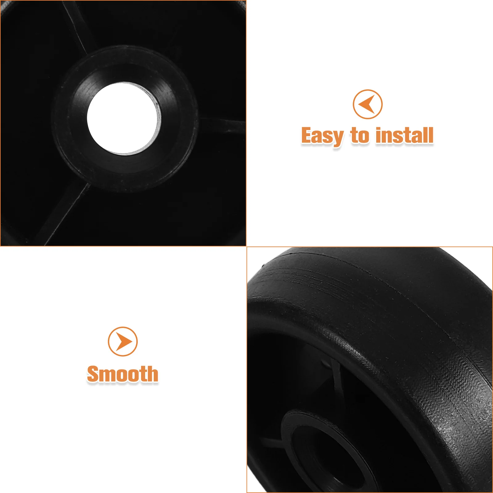 Equipamento de fitness rolo preto roda exercício para esteira ginásio operação suave durabilidade polias substituição uso doméstico plástico