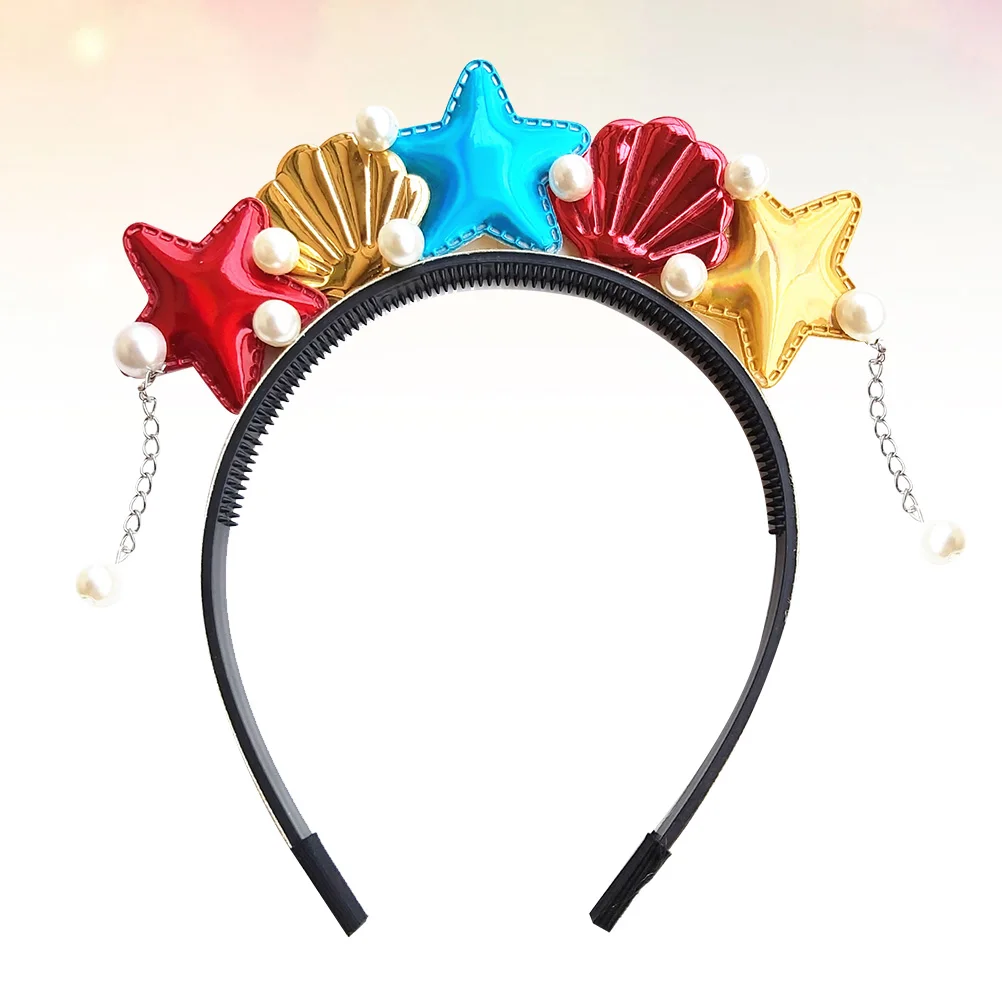 

Mermaid Sea Themed Headband Shell Design Hair Hoop for Girls Party Costume Accessories Red
