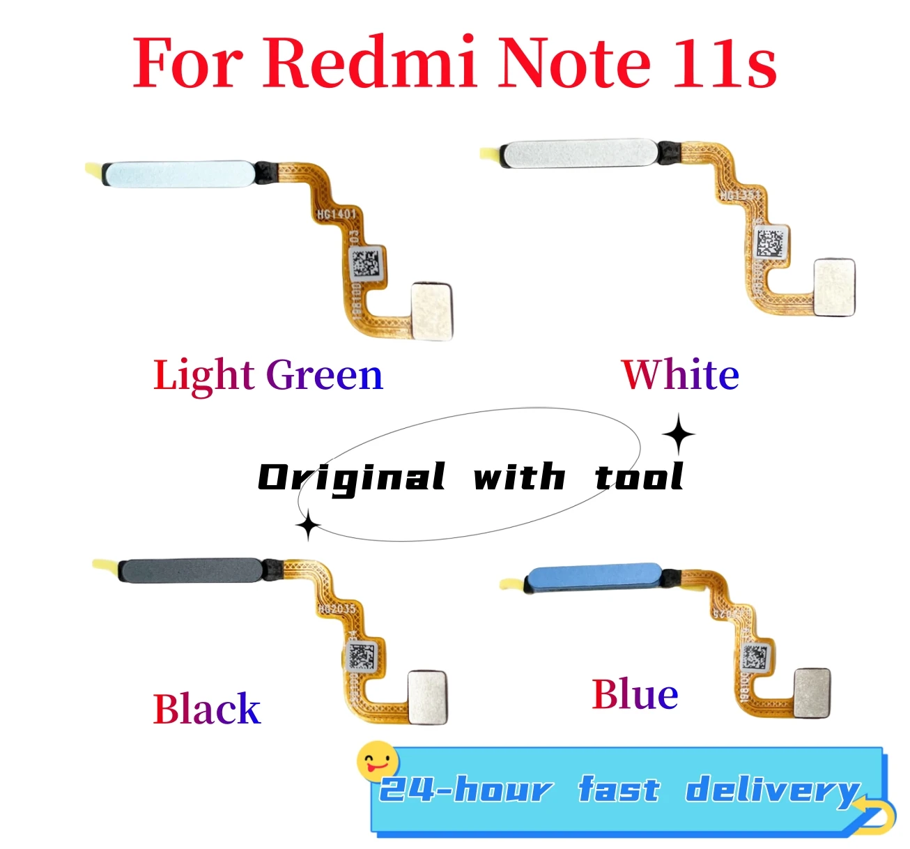 For Xiaomi Redmi Note 11s Fingerprint Sensor Home Return Key Menu Button Flex Ribbon Cable Replacement Repair Parts