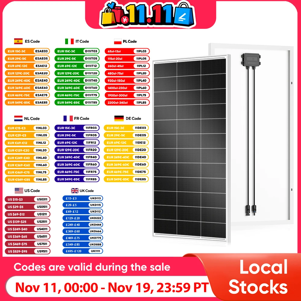 WERCHTAY 200 واط لوحة طاقة شمسية 12 فولت لوحة طاقة شمسية أحادية البلورية 18BB خلايا وحدة عالية الكفاءة RV مركبة بحرية قافلة خارج الشبكة