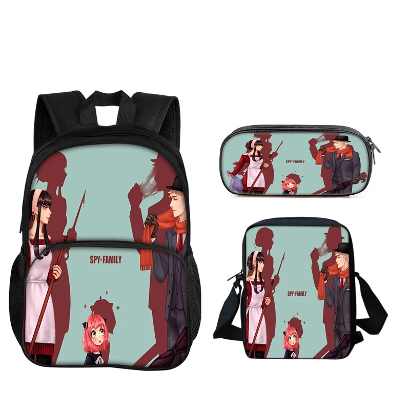 SPY×FAMILY  Round Front Bag Backpack Pen Bag Shoulder Bag 3Pcs Set Versatile Cartoon Boy and Girl School Birthday Best Gift