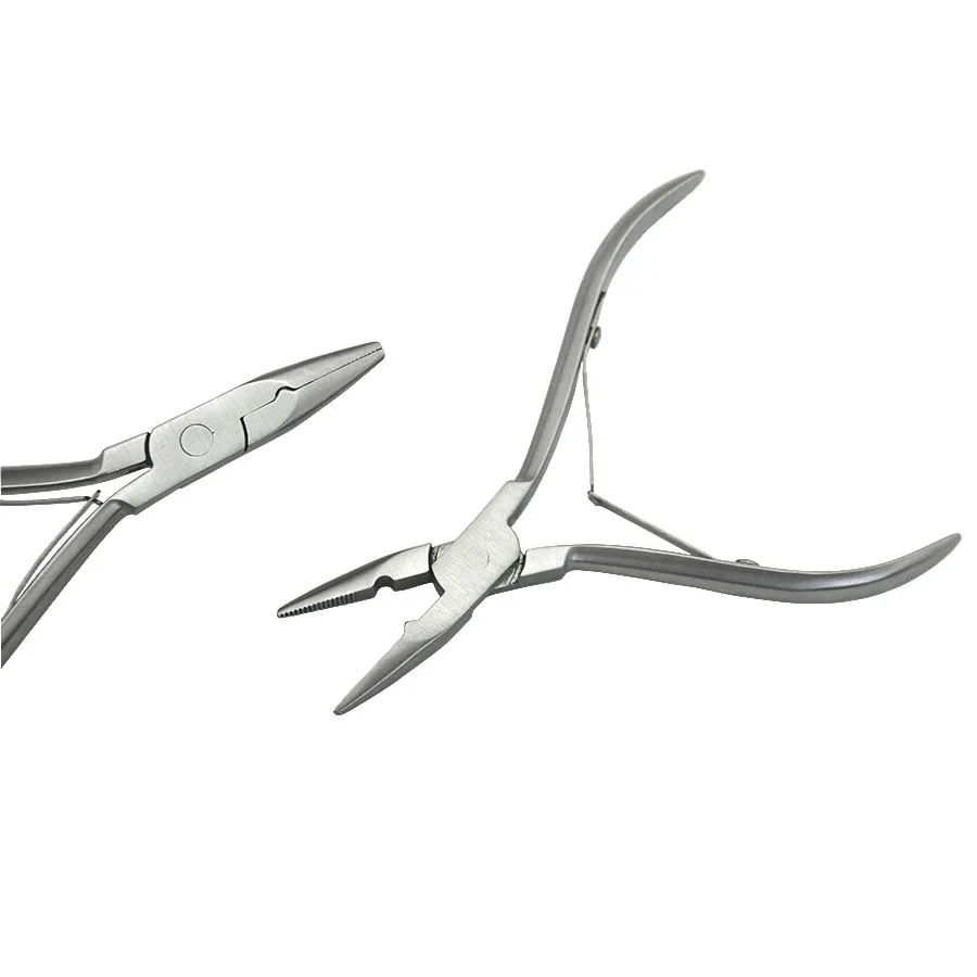 2 PCS  Silver Stainless Steel Clamp Hair Extension Plier with small grooves Keratin Hair Extensions Tools