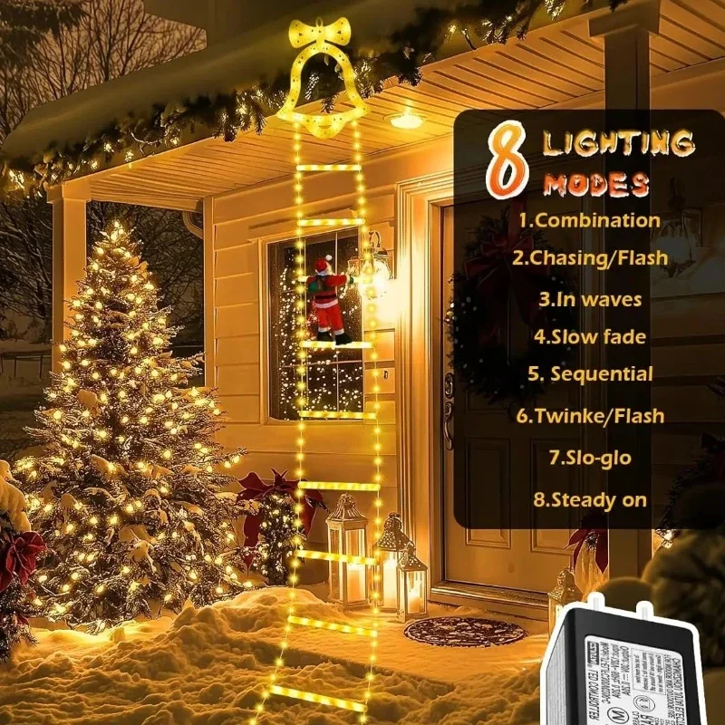 11ft سانتا كلوز سلم خارجي أضواء شريط عيد الميلاد الزخرفية