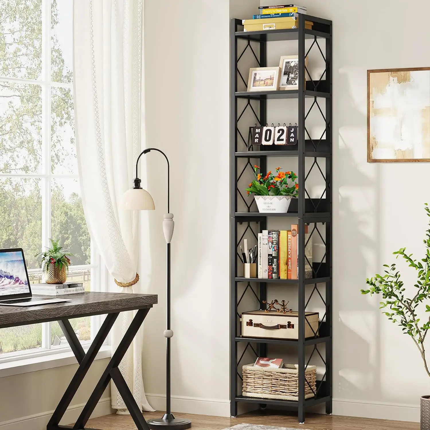 78.7 Inch Tall Narrow Bookshelf Set of 2, Black, Customized