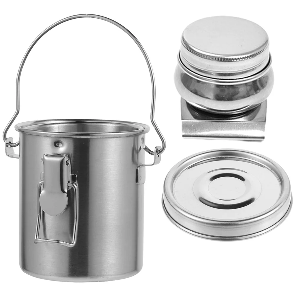 

1 set Stainless Steel Paint Brush Cleaning Barrel Oil Can Bucket Lightweight Compact Portable Durable Watercolor Painting Tool