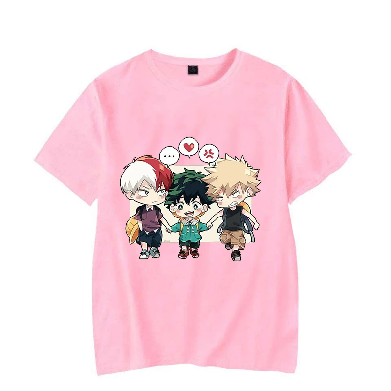 New Women Fashion Deku Todoroki Shoto Bakugou Katsuki Cartoon Print T-shirt Unisex Anime Clothing Casual O-neck Short Sleeve