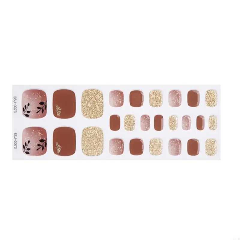Q1FB Teennagelstickers Semi-uitgeharde gel-teennagellakstrips Pedicures Nagelstickers