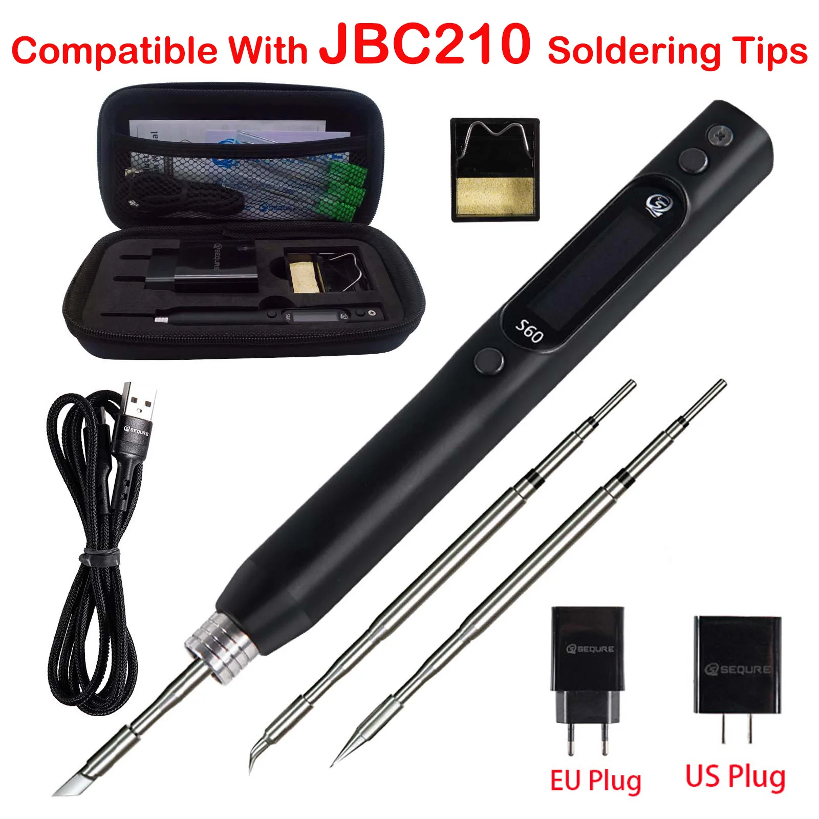 Sequre S60 Anti-static Nano Soldering Iron Pen Support Pd/qc Power Supply Compatible With C210 Solder Tip, Precision Repair Tool