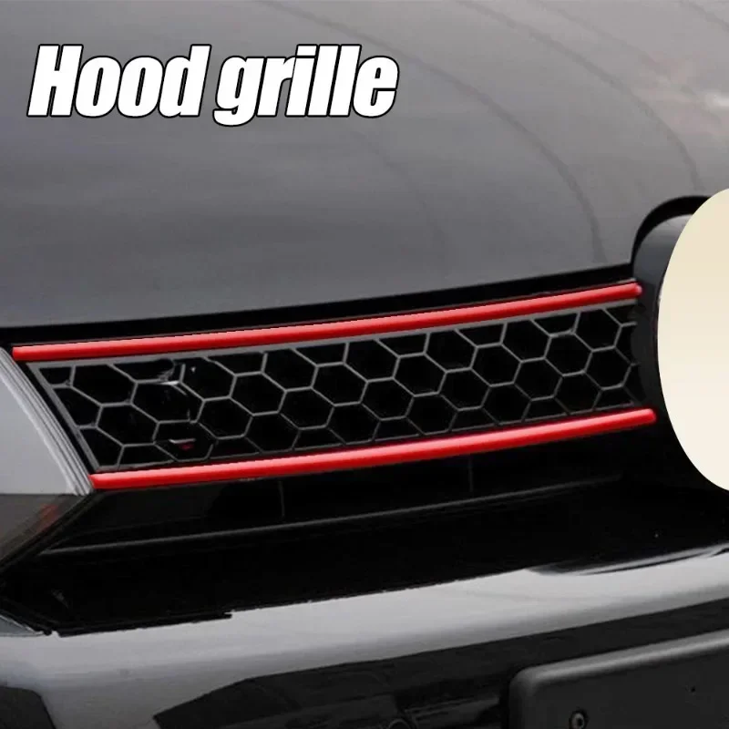 Car Front Hood Grill Sticker Decoration Fashion Car Body Exterior Styling Mouldings Red Stickers Decor