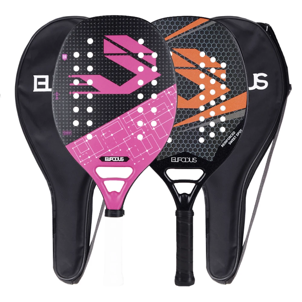 High Quality Rough Surface Carbon and Glass Fiber Beach Tennis Racket with Protective Racquet Cover Bag