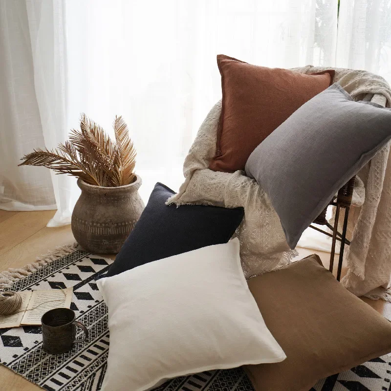 Cotton Linen Sofa Cushion Cover Decoration Throw Pillow Cover Waist Pillowcase Pillows for Sofa Bed Chair Couch Decorative