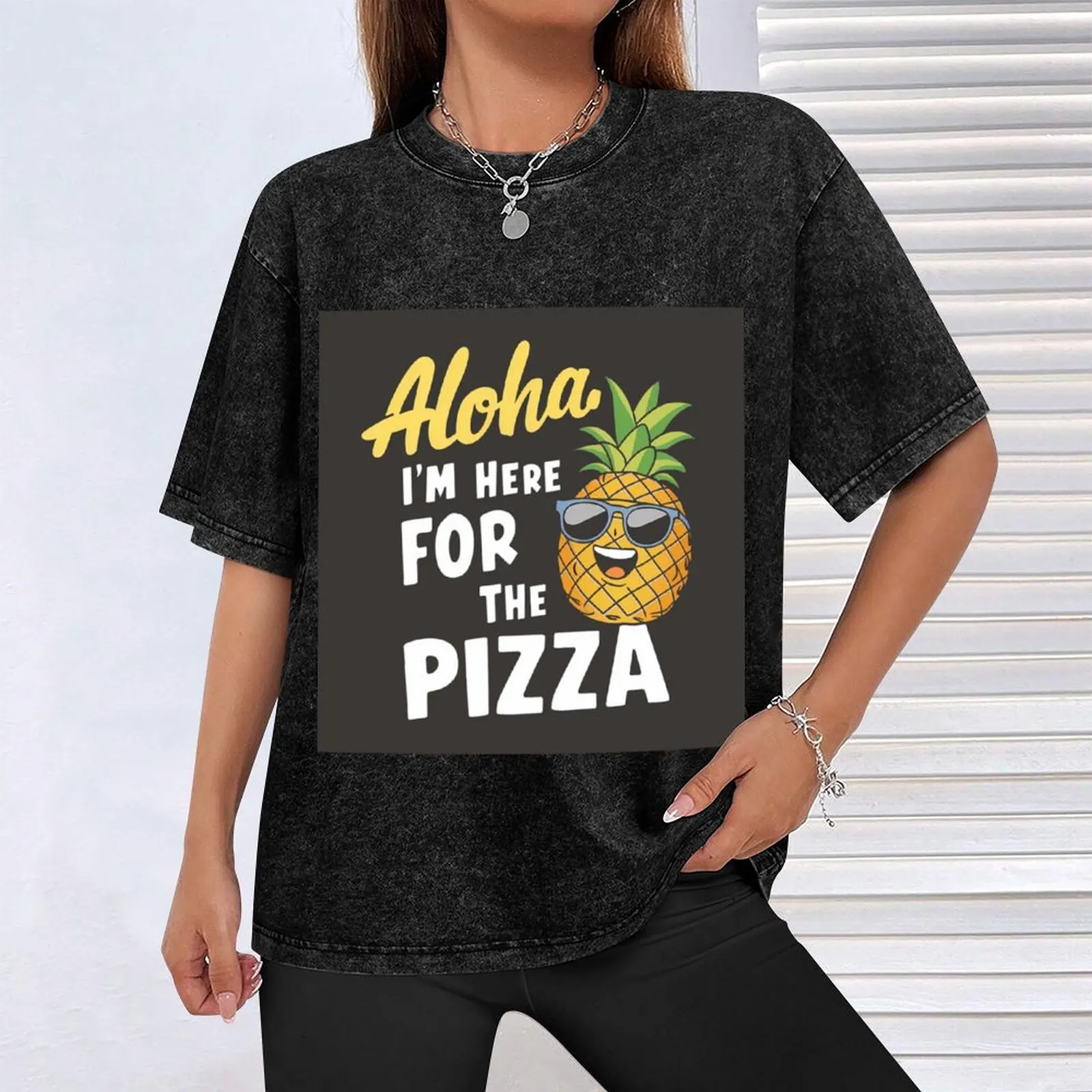 Aloha I'm here for the pizza T-Shirt graphic shirts Aesthetic clothing for a boy slim fit t shirts for men