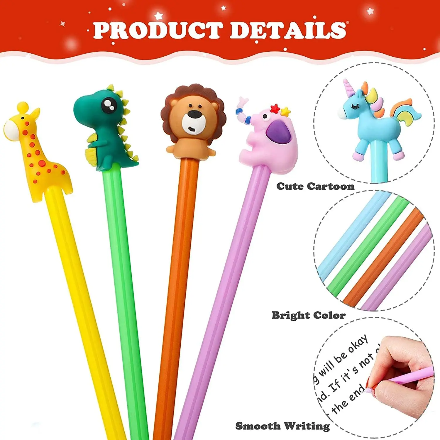 Imagem -05 - Cute Cartoon Gel Ink Canetas Grupo Animais Ferramentas de Escrita Papelaria Escolar Office Student Kids Writing Supplies 0.5 mm 24 Pcs